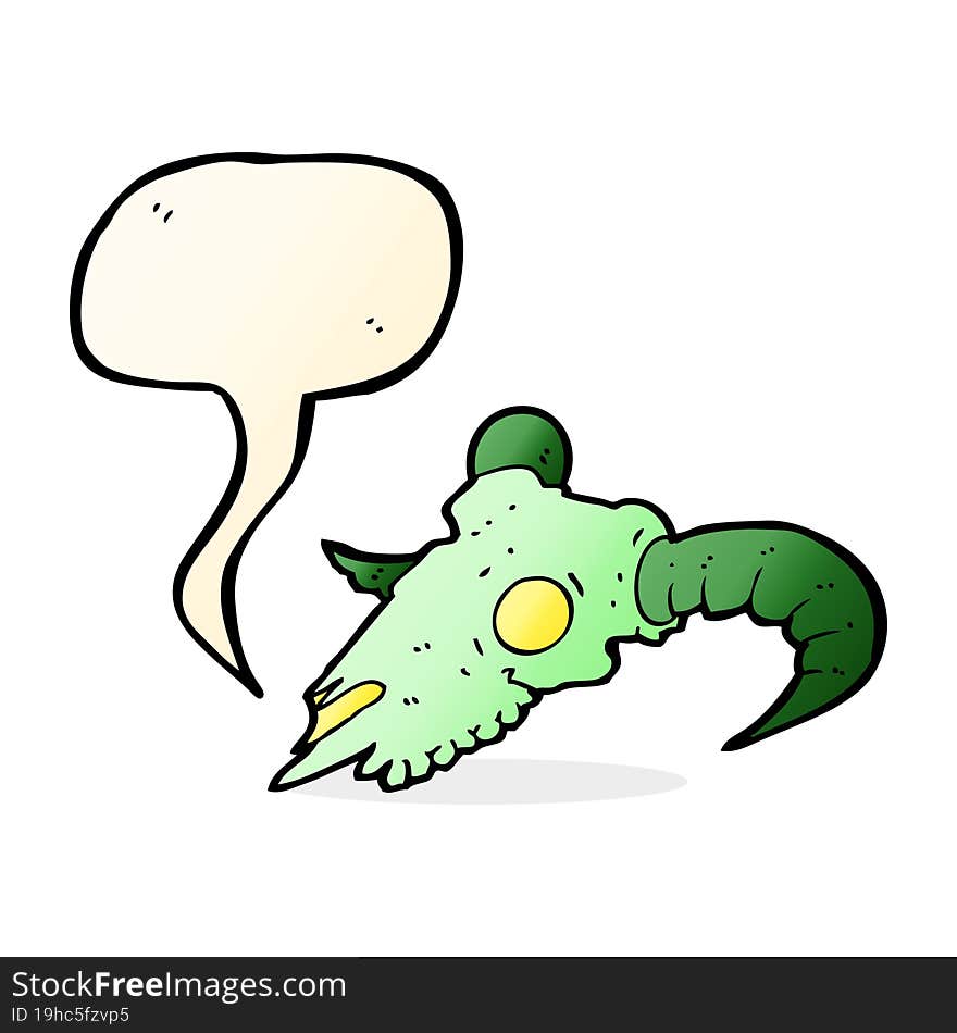 Cartoon Magic Ram Skull With Speech Bubble