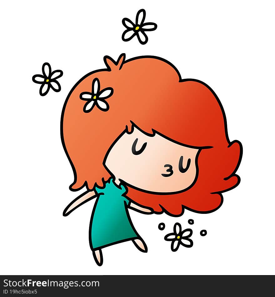 gradient cartoon illustration of a cute kawaii girl. gradient cartoon illustration of a cute kawaii girl