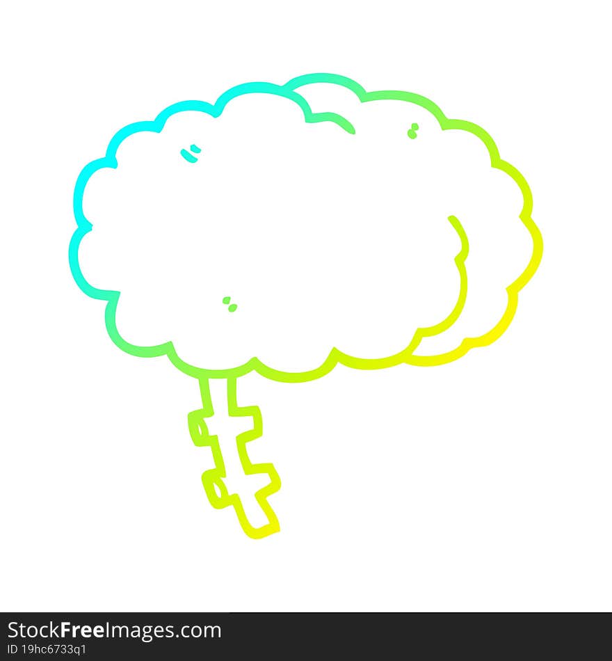 cold gradient line drawing cartoon brain