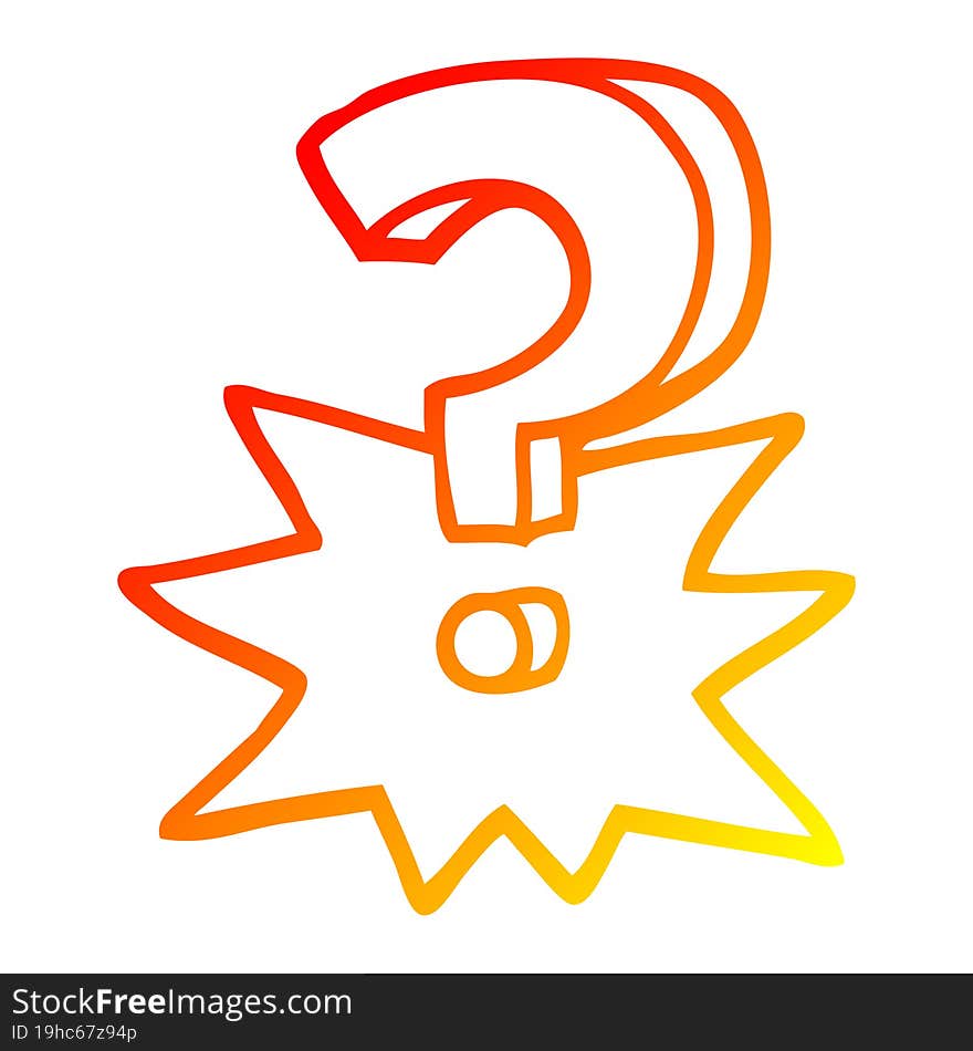 warm gradient line drawing cartoon question mark