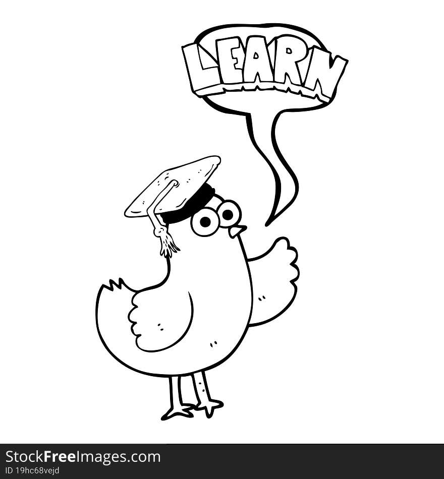 Speech Bubble Cartoon Bird With Learn Text