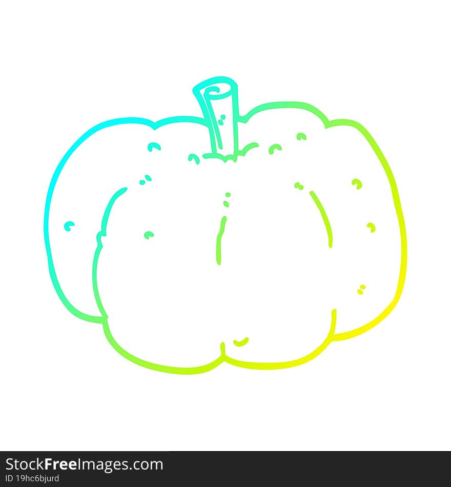 cold gradient line drawing of a cartoon pumpkin