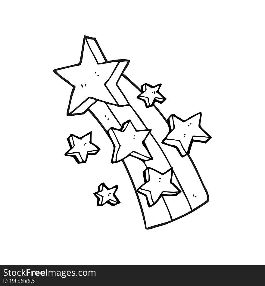 Black And White Cartoon Shooting Star