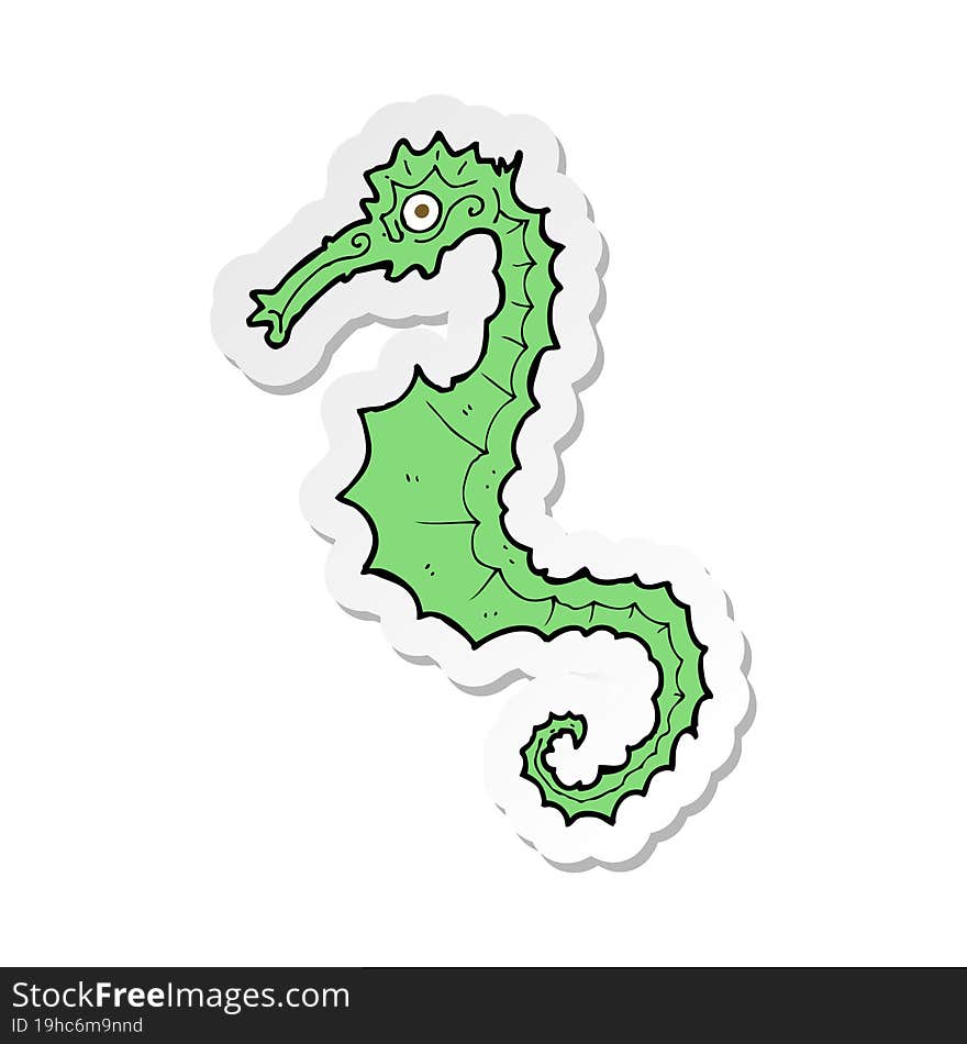 sticker of a cartoon sea horse