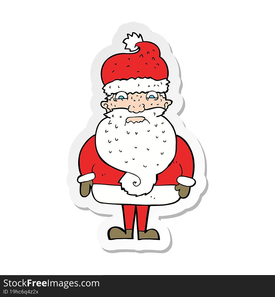 sticker of a cartoon grumpy santa claus