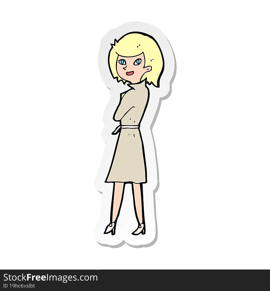 sticker of a cartoon woman in trench coat