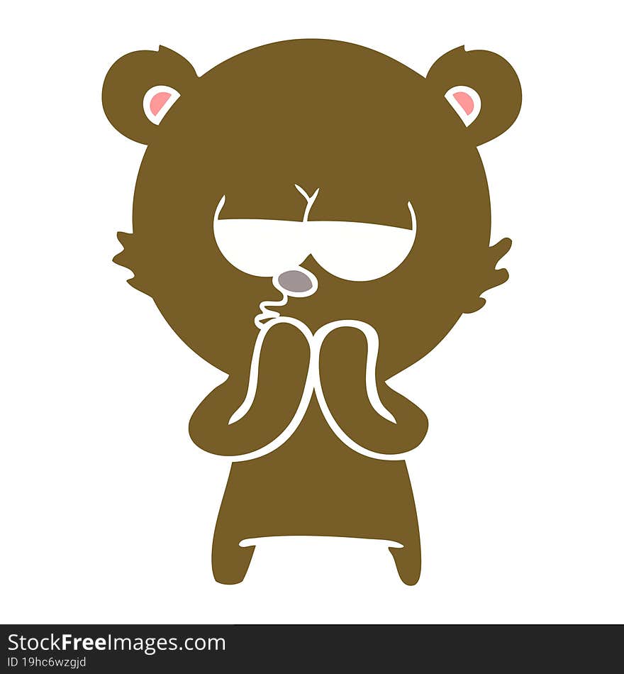 bored bear flat color style cartoon