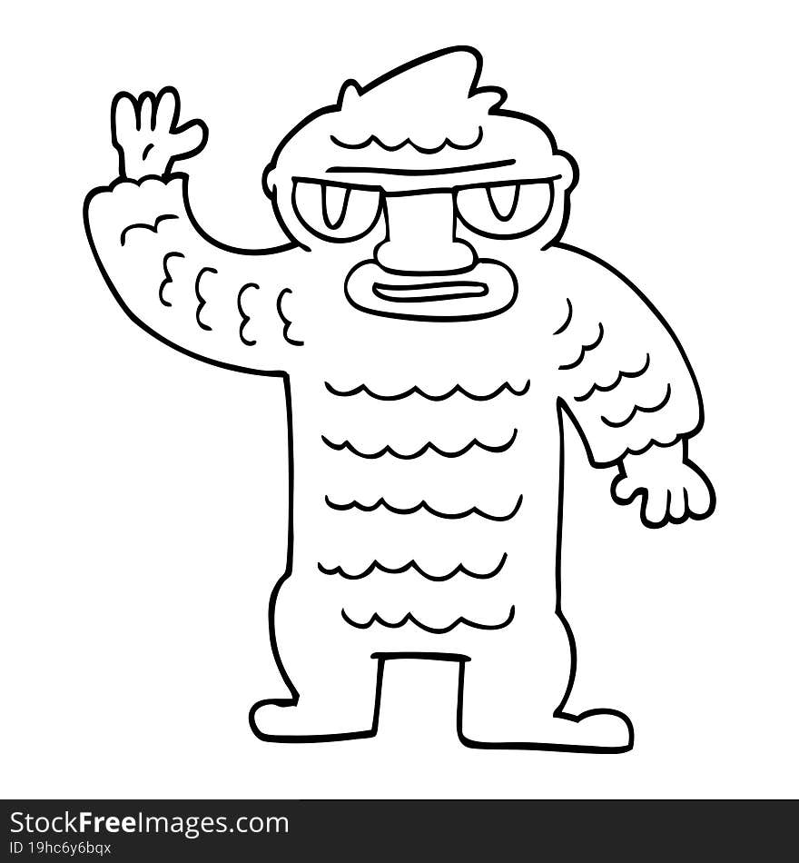 Line Drawing Cartoon Big Yeti