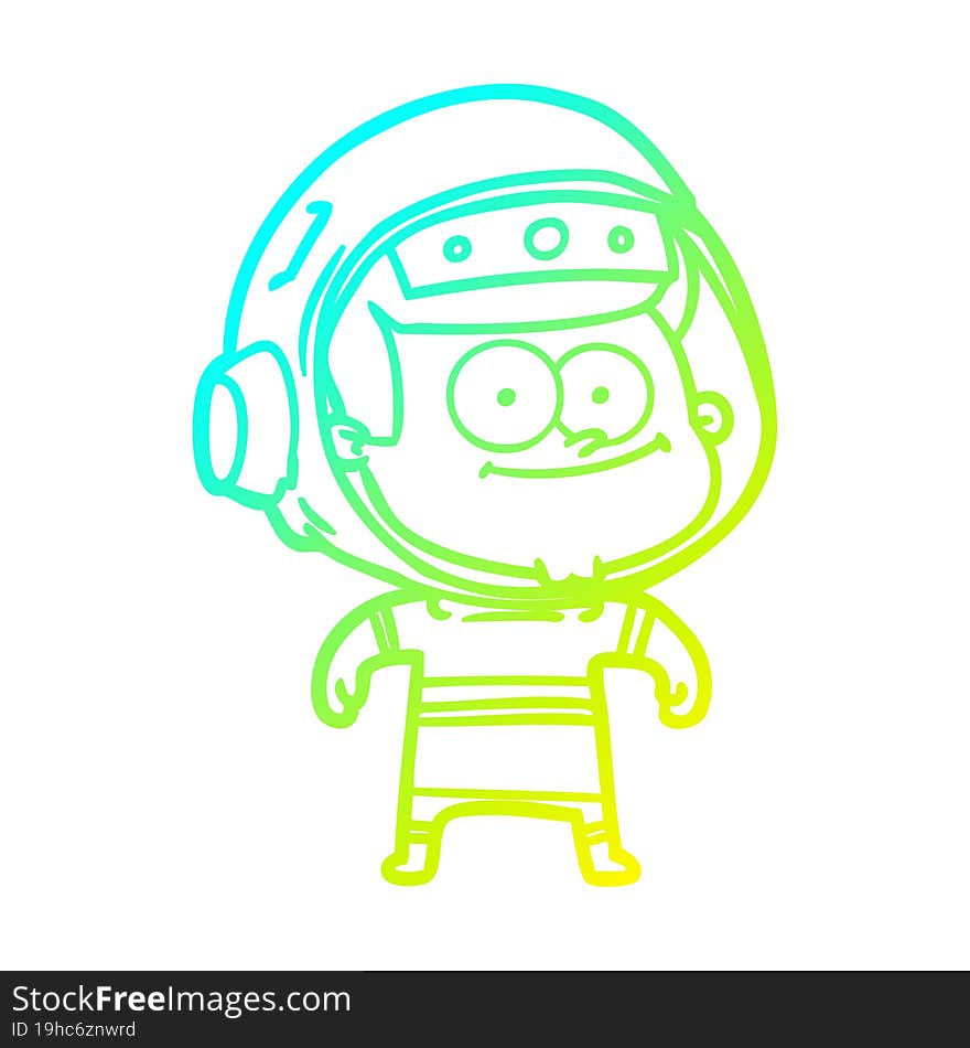 cold gradient line drawing of a happy astronaut cartoon