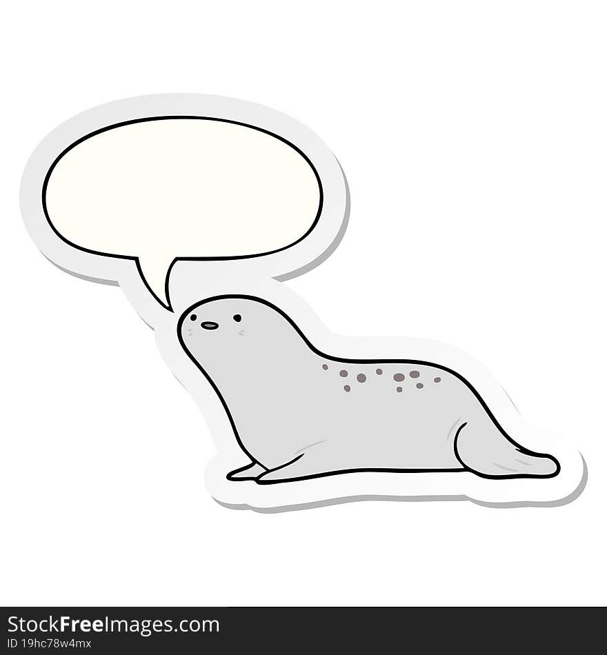 cute cartoon seal and speech bubble sticker