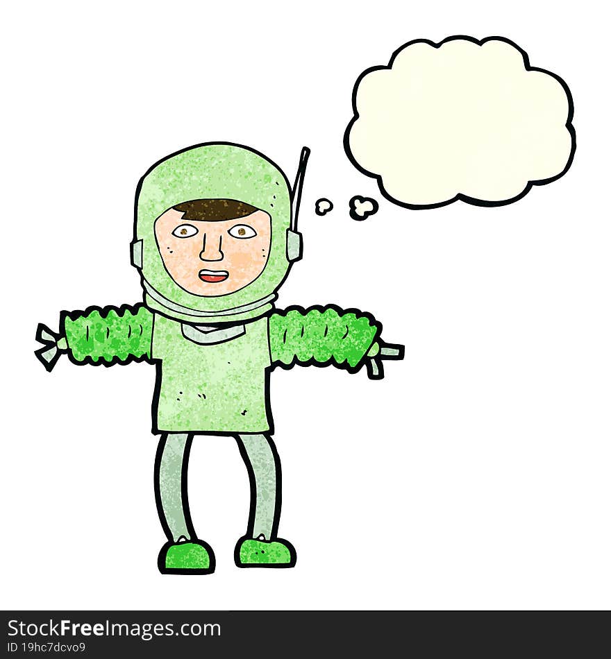 cartoon astronaut with thought bubble