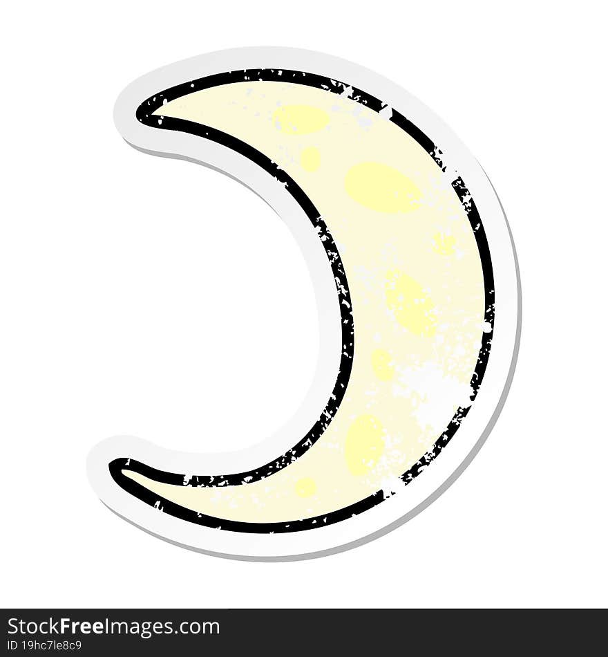 Distressed Sticker Cartoon Doodle Of A Crescent Moon