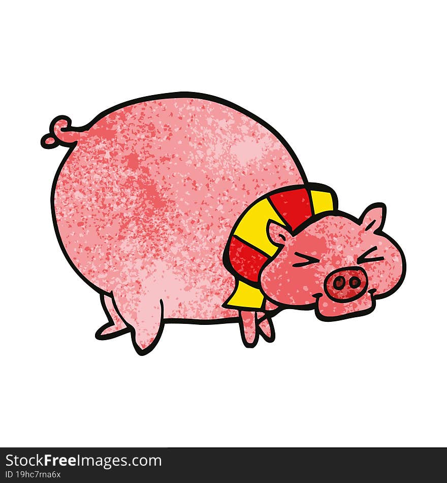 cartoon doodle fat pig