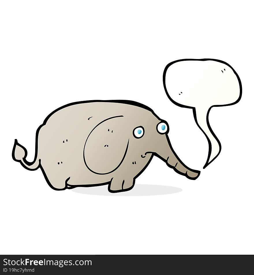 cartoon sad little elephant with speech bubble