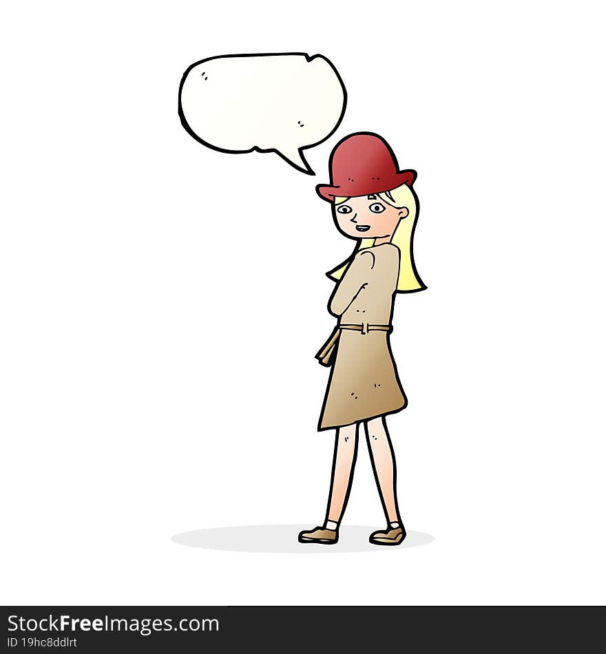 Cartoon Female Spy With Speech Bubble