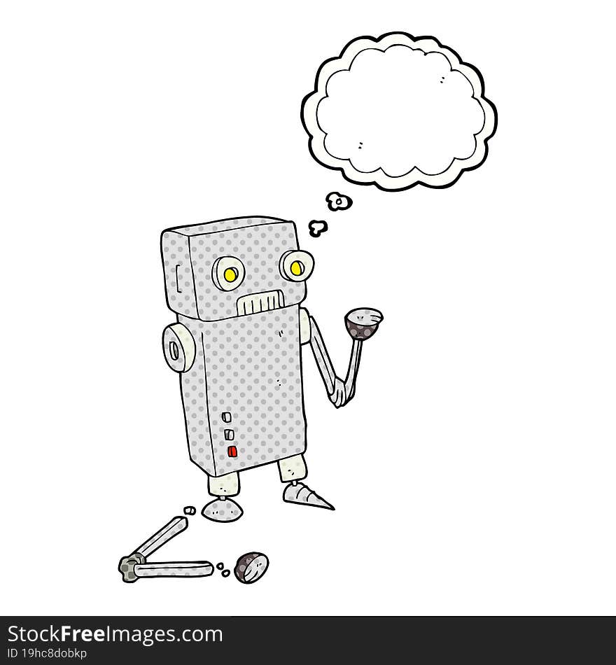 thought bubble cartoon broken robot