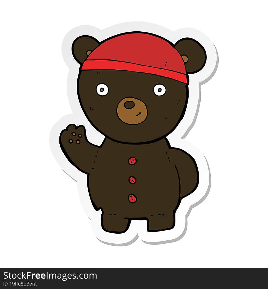 Sticker Of A Cartoon Black Bear Cub