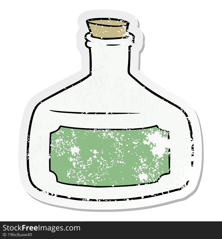 distressed sticker of a old bottle cartoon