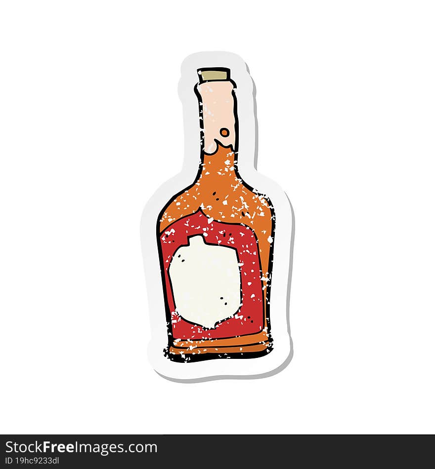 retro distressed sticker of a cartoon bottle of rum