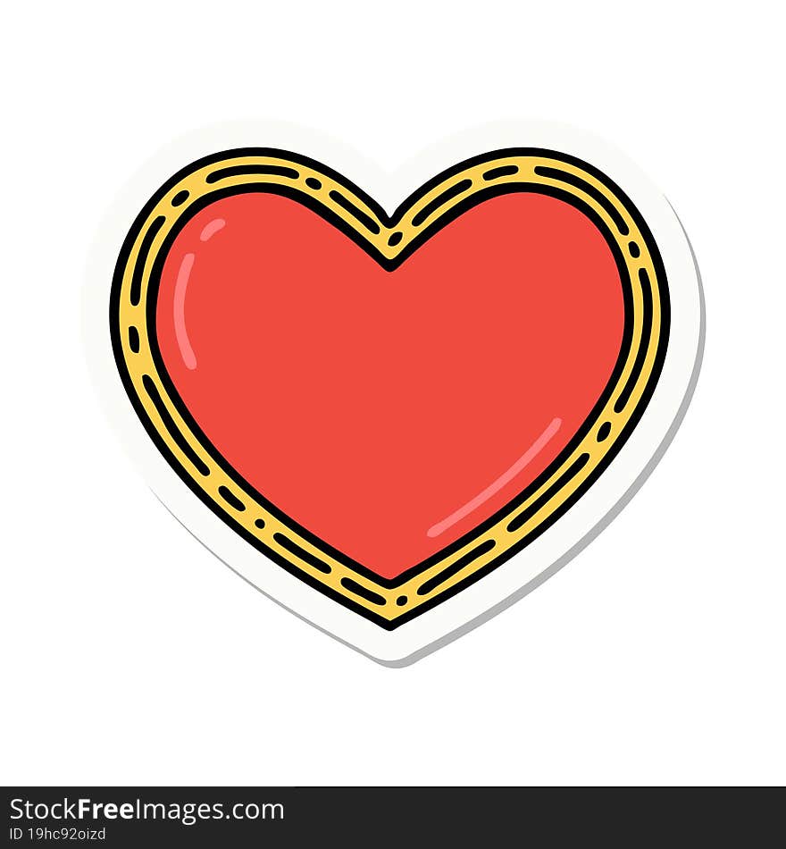 sticker of tattoo in traditional style of a heart. sticker of tattoo in traditional style of a heart