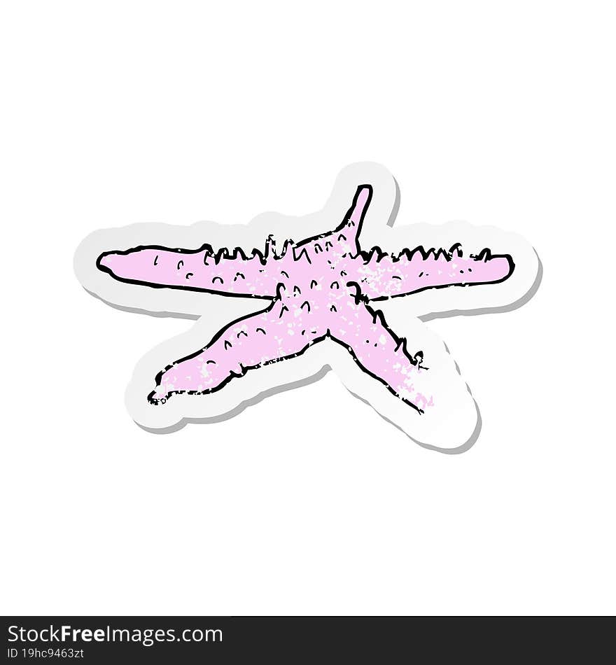 Retro Distressed Sticker Of A Cartoon Starfish