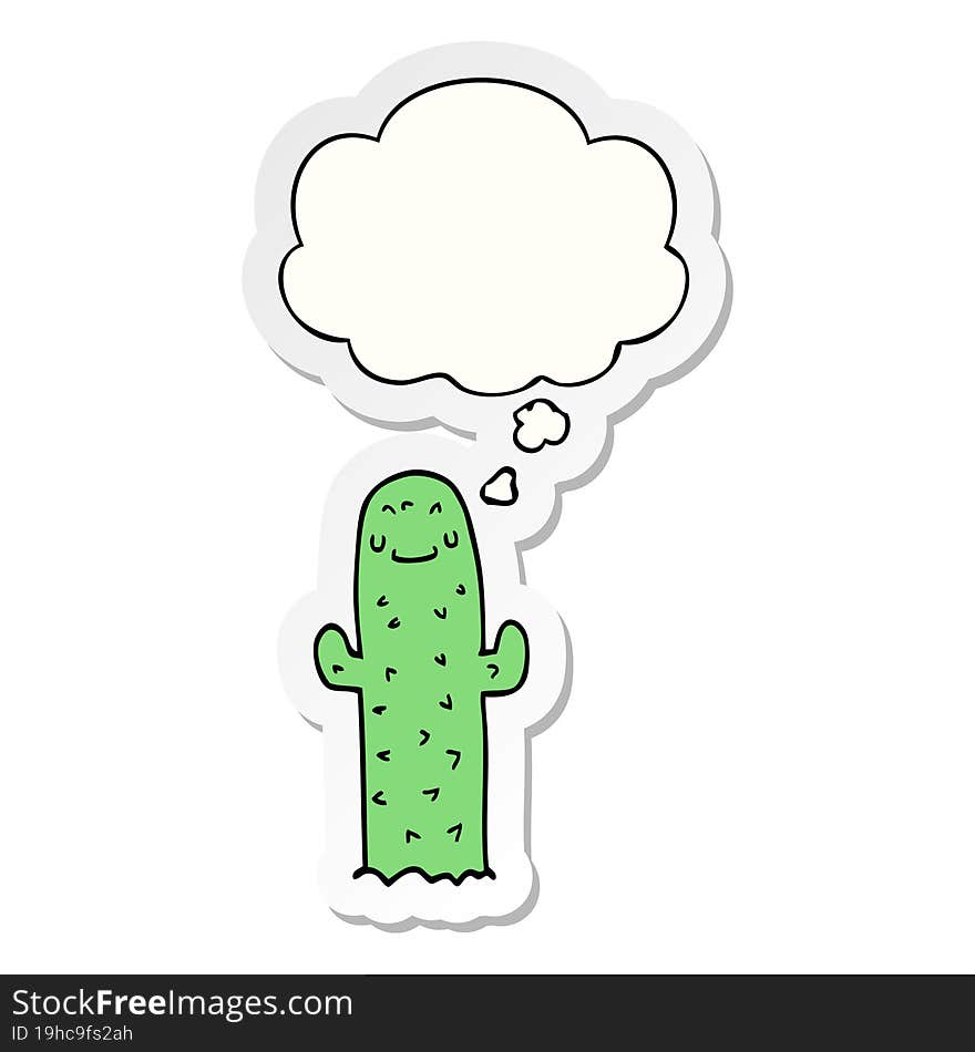 cartoon cactus and thought bubble as a printed sticker