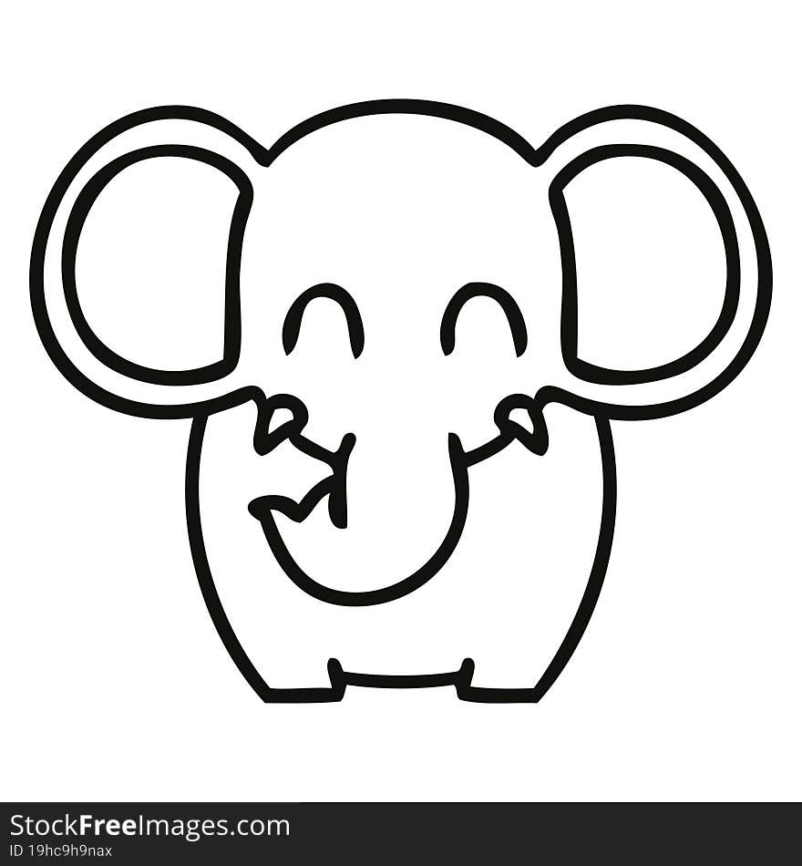 Quirky Line Drawing Cartoon Elephant