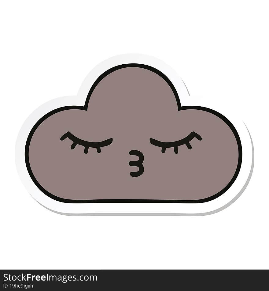 sticker of a cute cartoon storm cloud