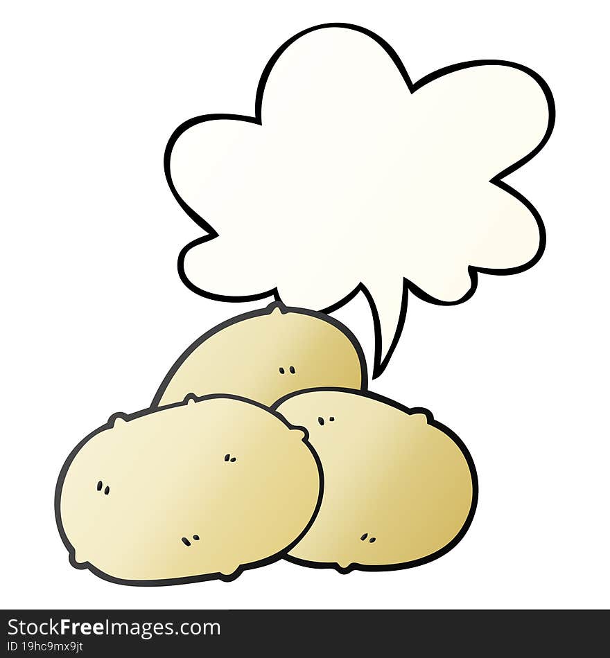 cartoon potatoes and speech bubble in smooth gradient style