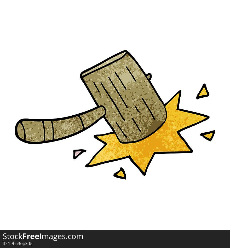 cartoon doodle wooden mallet