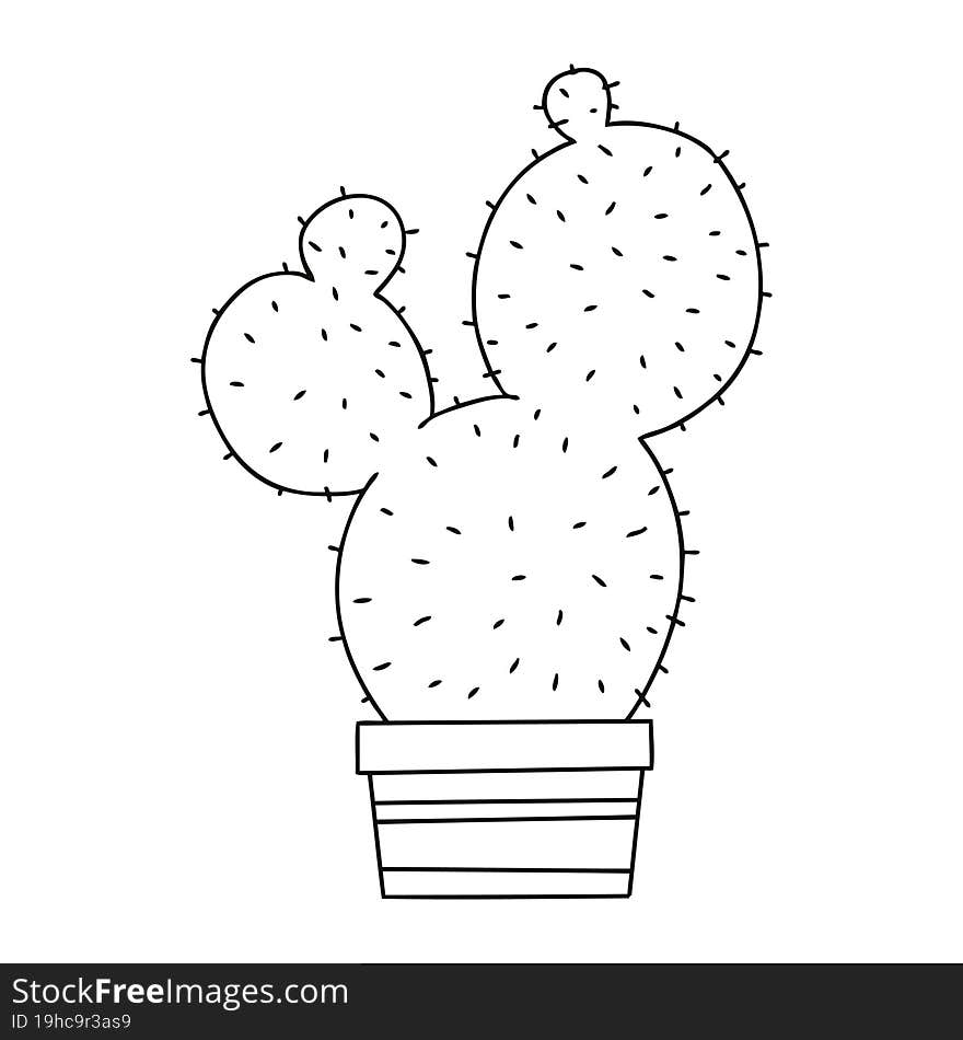 Quirky Line Drawing Cartoon Cactus