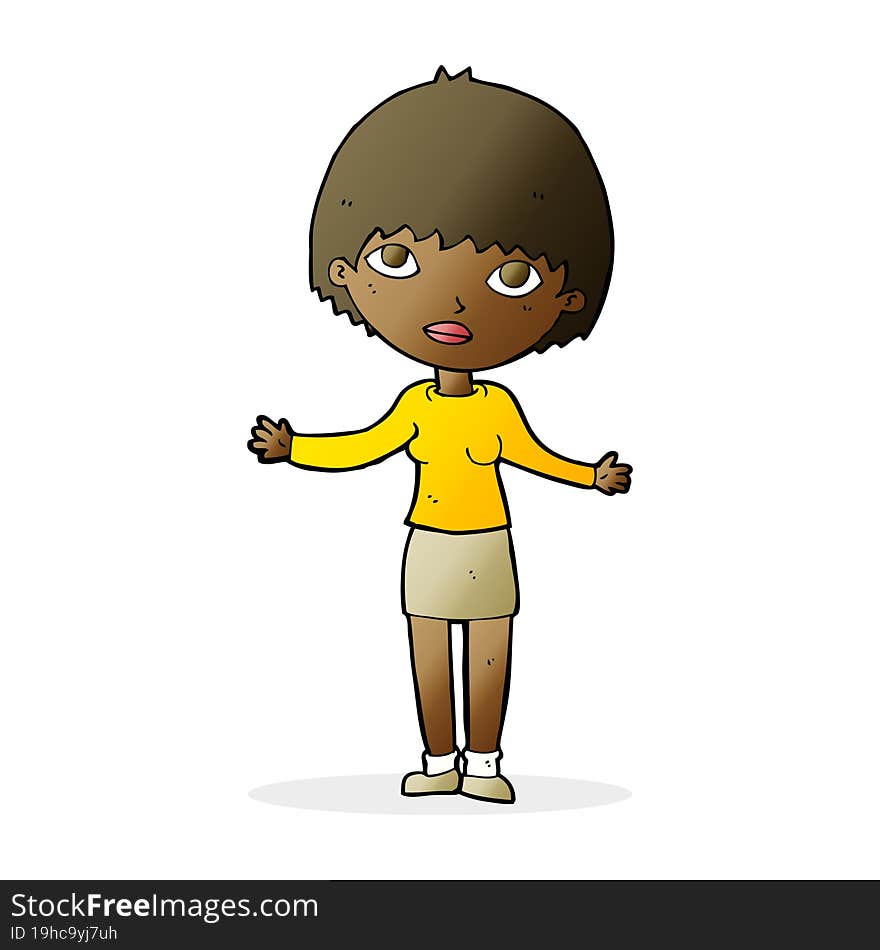 cartoon woman shrugging