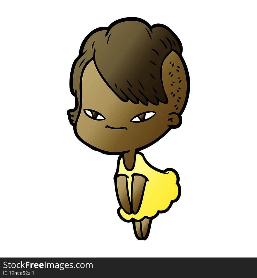 cute cartoon girl with hipster haircut. cute cartoon girl with hipster haircut