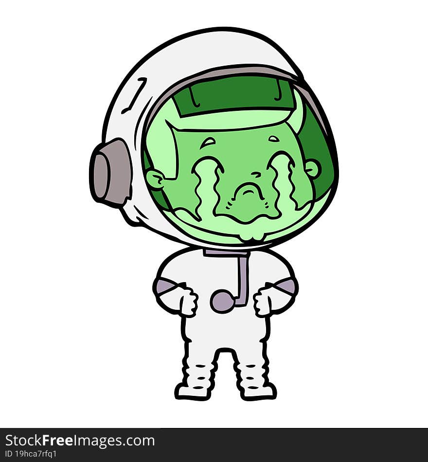 cartoon crying astronaut. cartoon crying astronaut