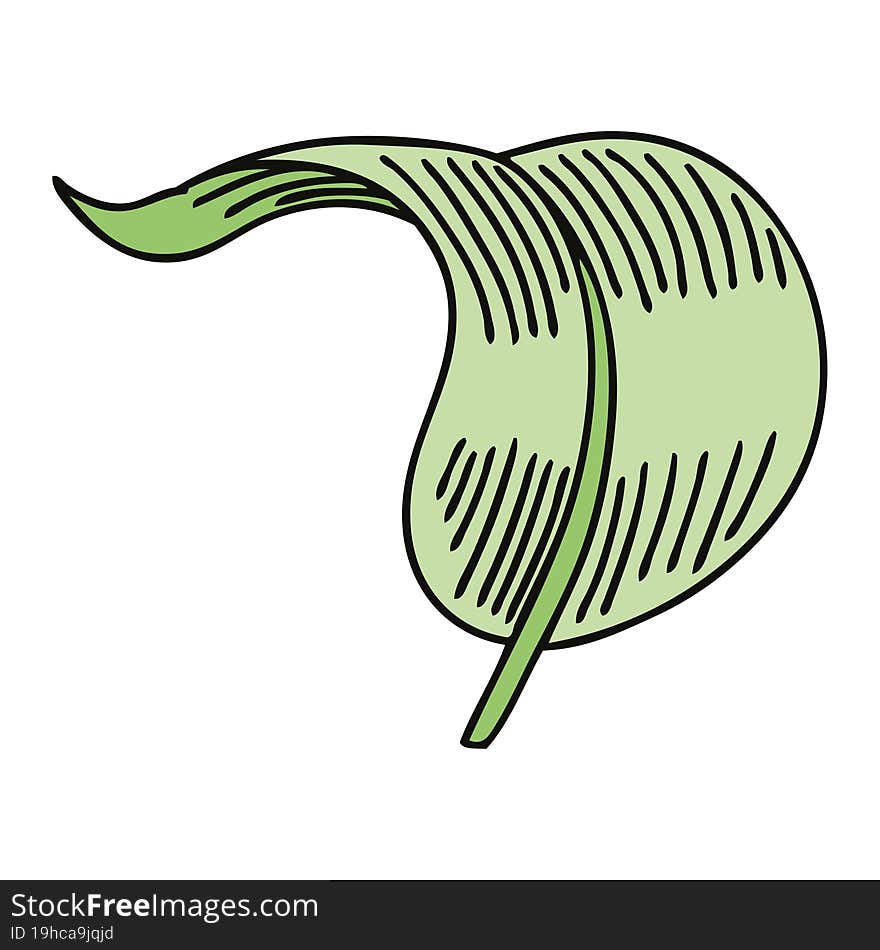 Quirky Hand Drawn Cartoon Blowing Leaf