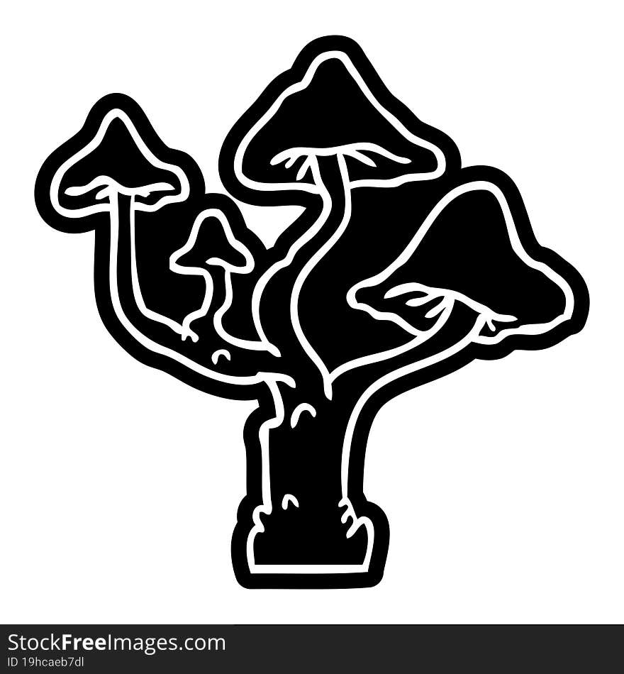 cartoon icon drawing of growing mushrooms