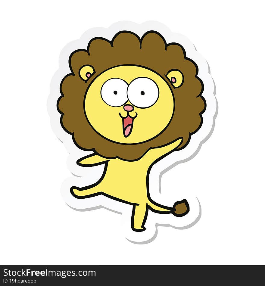 sticker of a happy cartoon lion