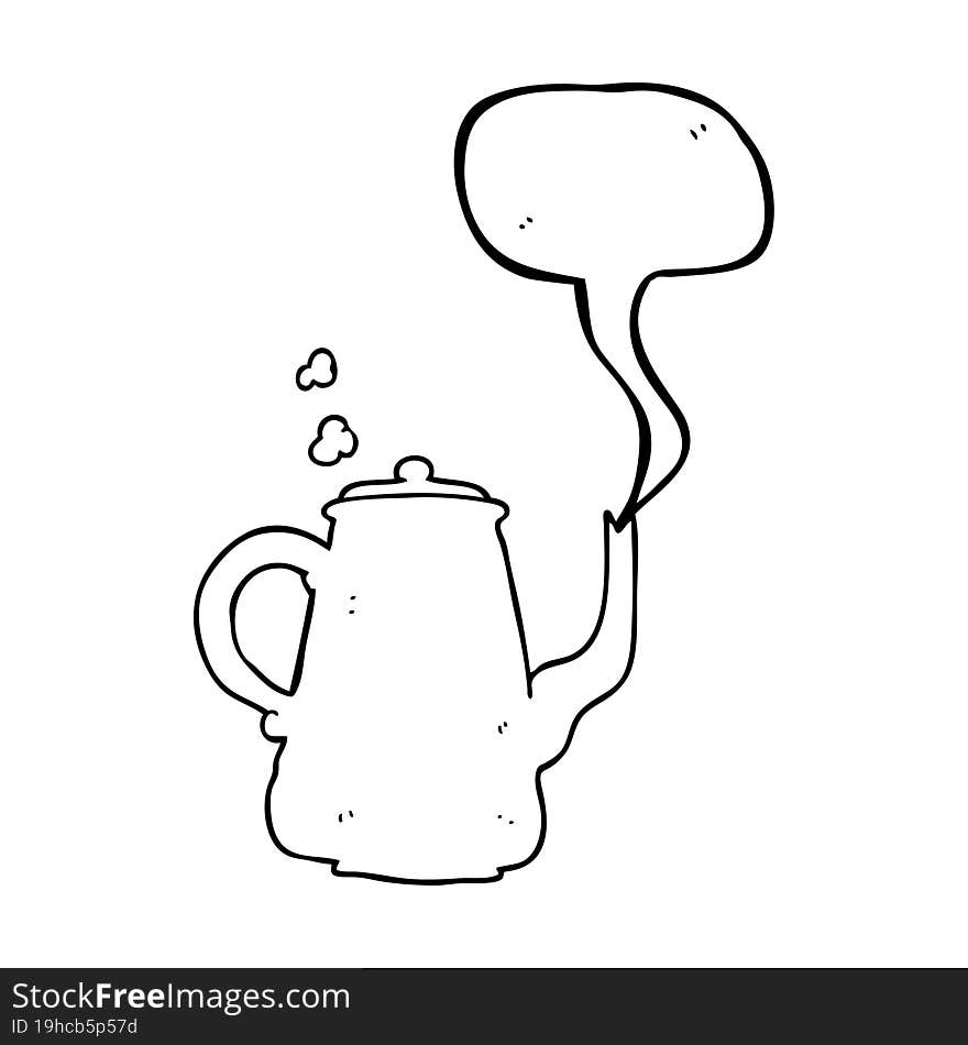 Speech Bubble Cartoon Steaming Coffee Pot