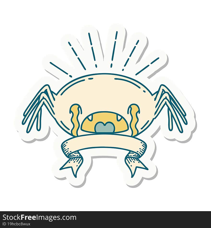 sticker of a tattoo style crying spider