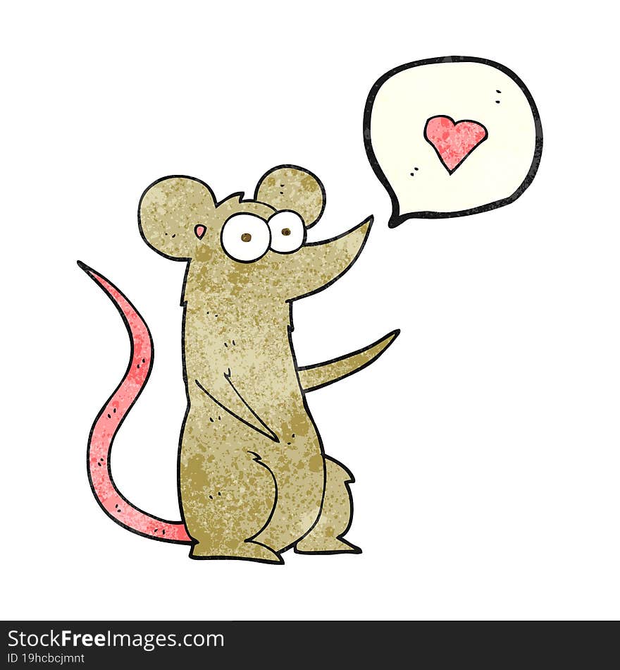 freehand drawn texture cartoon mouse in love