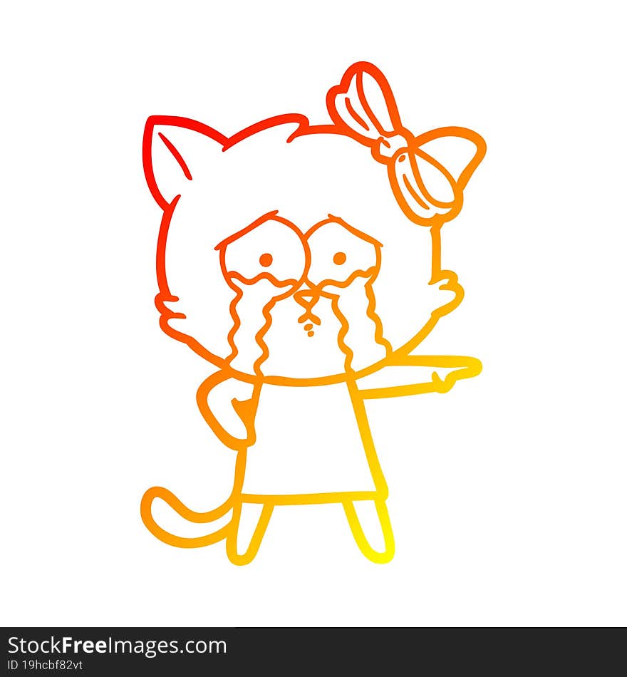 Warm Gradient Line Drawing Cartoon Cat