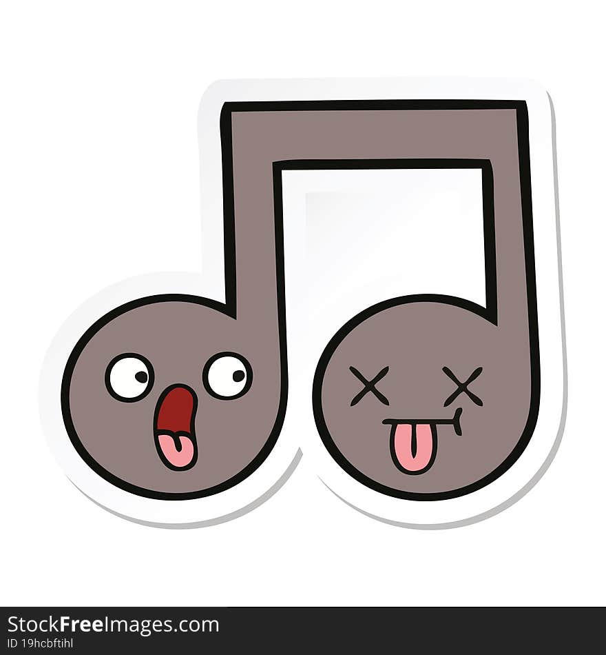 Sticker Of A Cute Cartoon Musical Note