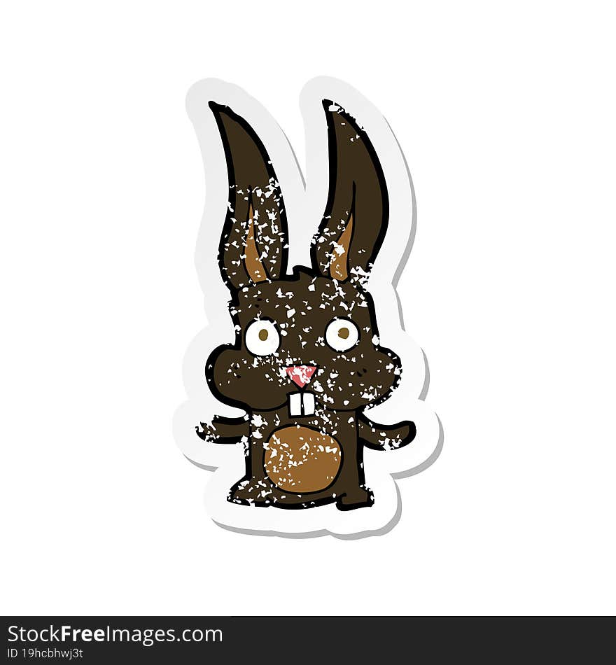 Retro Distressed Sticker Of A Cartoon Rabbit