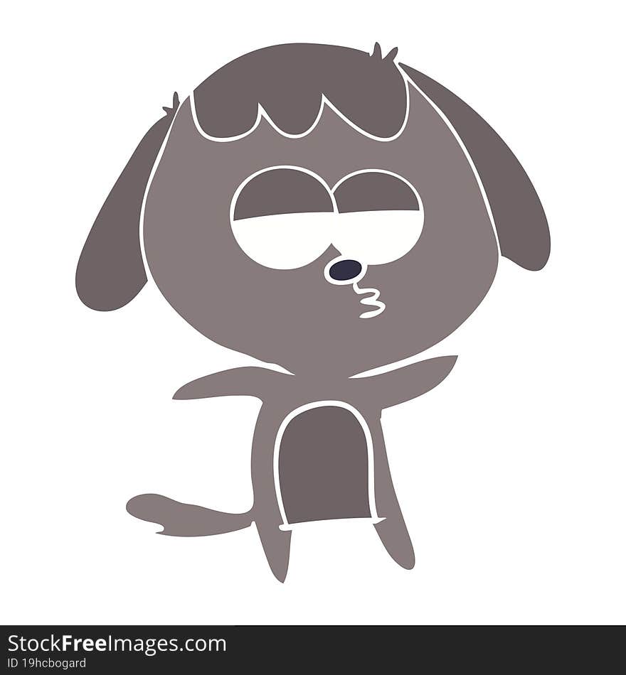 flat color style cartoon bored dog