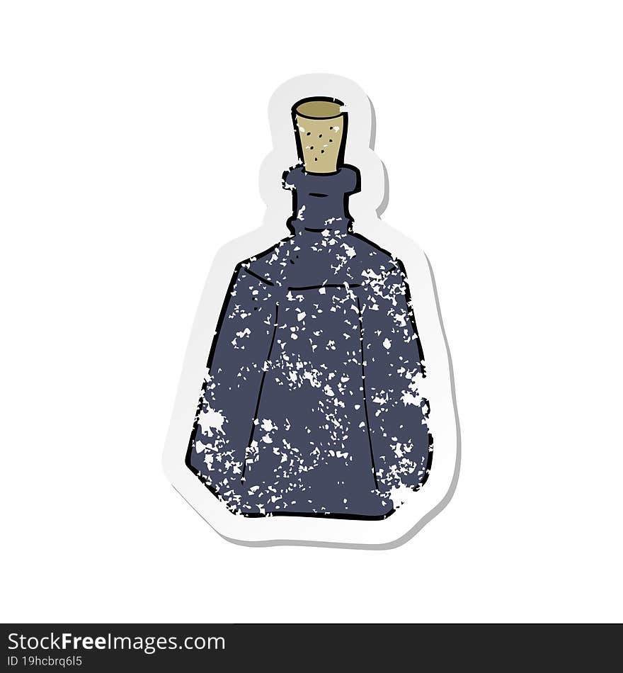 Retro Distressed Sticker Of A Cartoon Ink Bottle