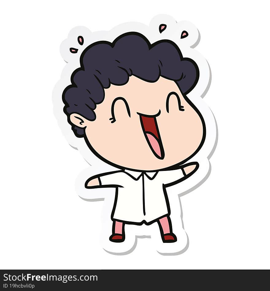 sticker of a cartoon happy man