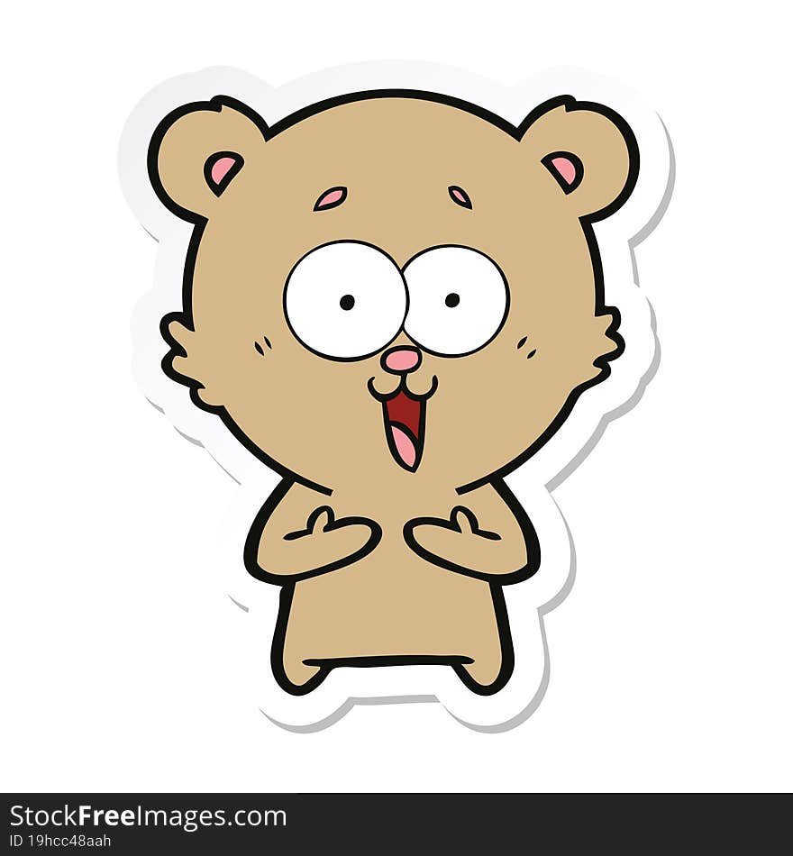 sticker of a laughing teddy  bear cartoon