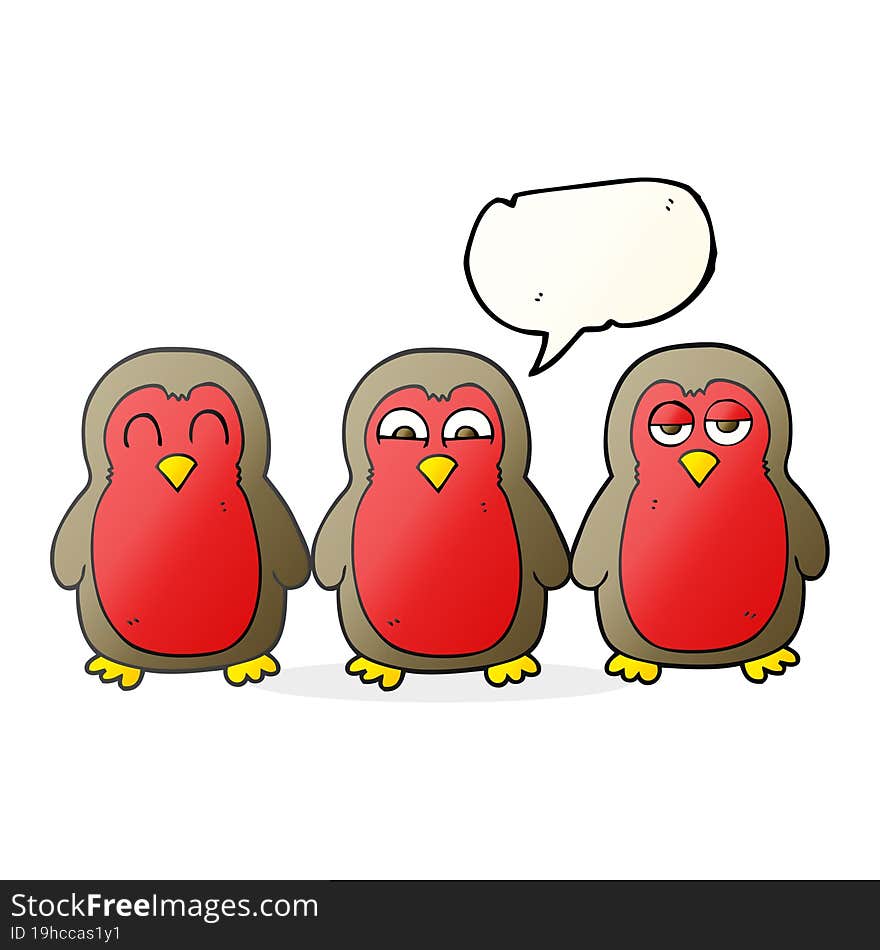 speech bubble cartoon christmas robins holding hands