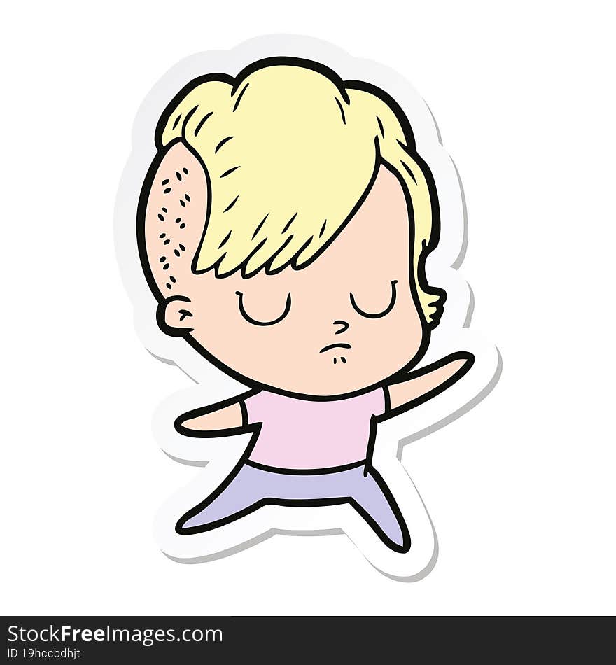 sticker of a cartoon woman