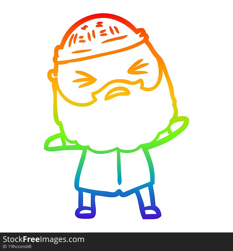 rainbow gradient line drawing of a cartoon man with beard